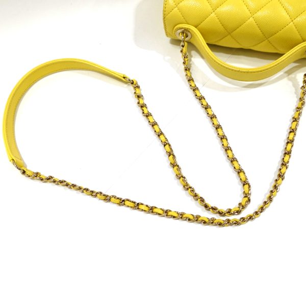 s2403 06 501938tn 05 Chanel Chain Shoulder Bag Matelasse Yellow Caviar Skin Turnlock Coco Mark A93607