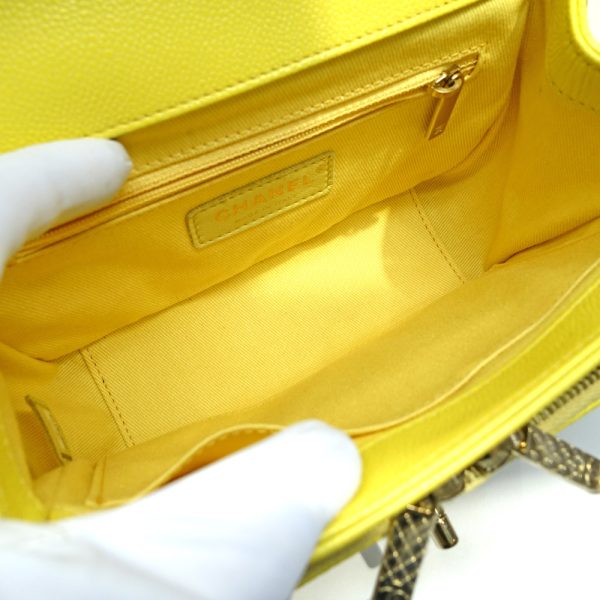 s2403 06 501938tn 06 Chanel Chain Shoulder Bag Matelasse Yellow Caviar Skin Turnlock Coco Mark A93607