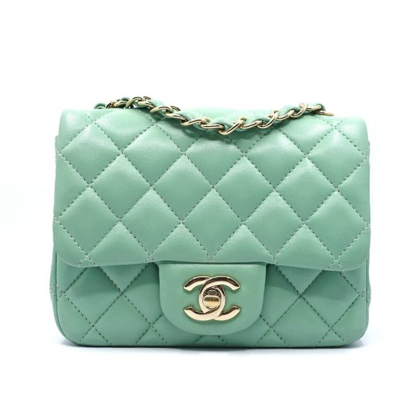 s2404 06 501939tn Chanel Mini Matelasse A35200 Chain Shoulder Bag Lambskin Turnlock Green