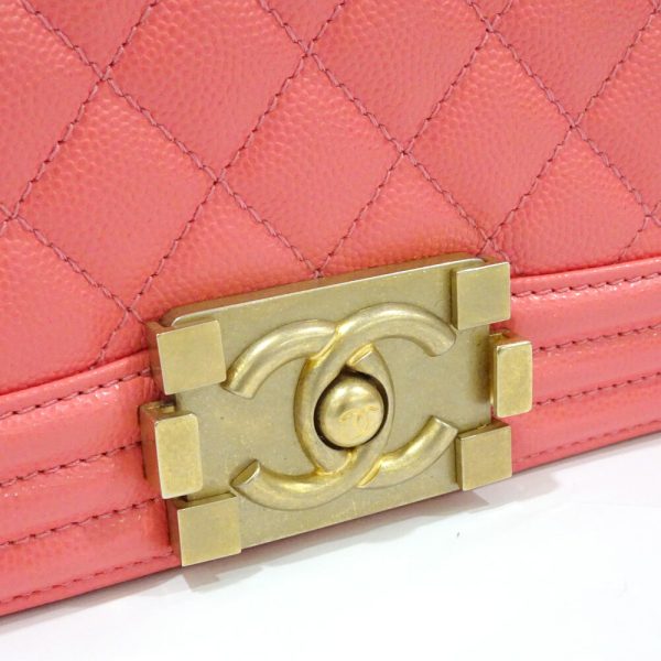 s2404 06 502073ti 01 Chanel Boy Chain Shoulder Bag Grained Calfskin Caviar Skin Pink