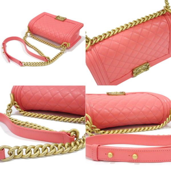 s2404 06 502073ti 08 Chanel Boy Chain Shoulder Bag Grained Calfskin Caviar Skin Pink