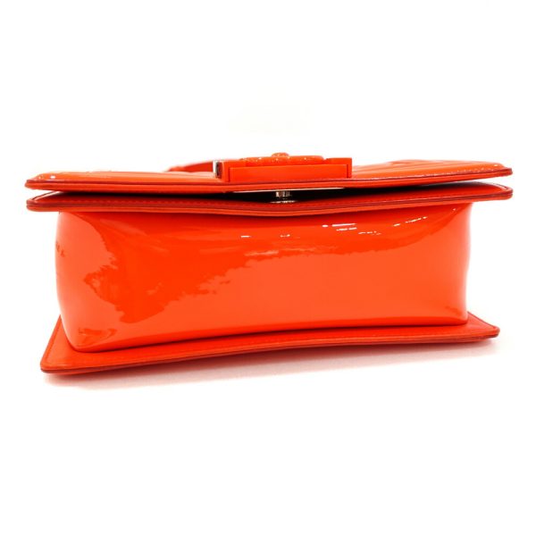 s2404 06 502383tn 02 Chanel Boy Chanel 20 Small Chain Shoulder Bag Matelasse Patent Enamel Orange A67085