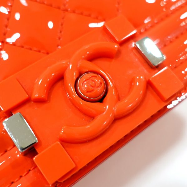 s2404 06 502383tn 04 Chanel Boy Chanel 20 Small Chain Shoulder Bag Matelasse Patent Enamel Orange A67085