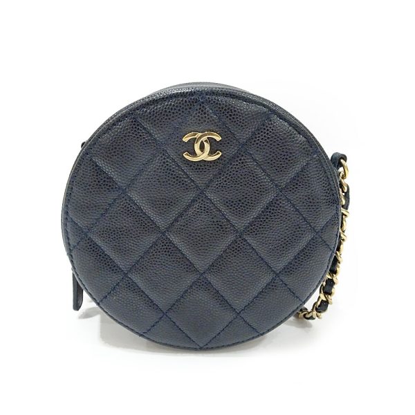 s2404 06 502518ym Chanel Chain Bag Mini Blue Matelasse Calfskin Caviar Black