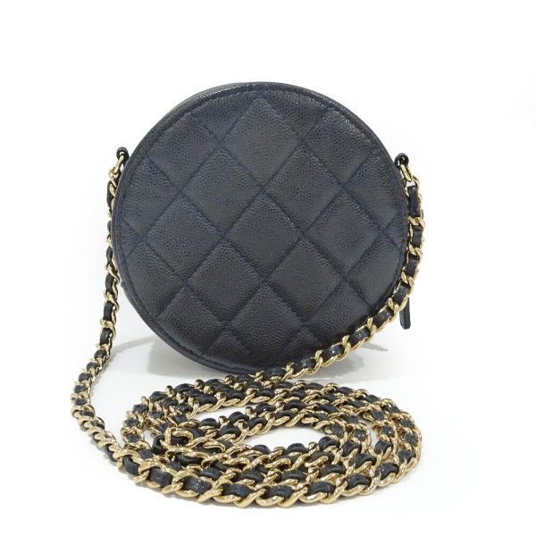 s2404 06 502518ym 01 Chanel Chain Bag Mini Blue Matelasse Calfskin Caviar Black