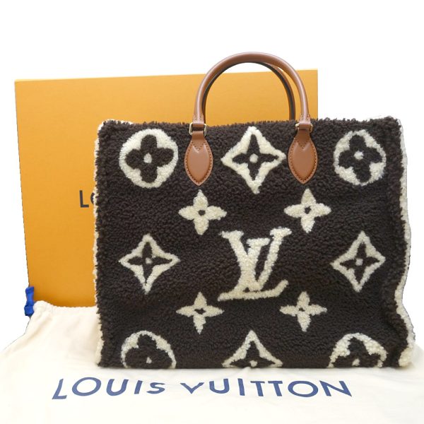 s2405 06 503384mk 09 Louis Vuitton On the Go GM Monogram Teddy Brown White Tote