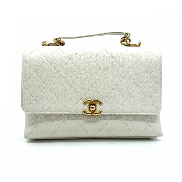 s2406 06 503725sz Chanel Caviar Skin Matelasse Chain Shoulder Bag Handle 2way White