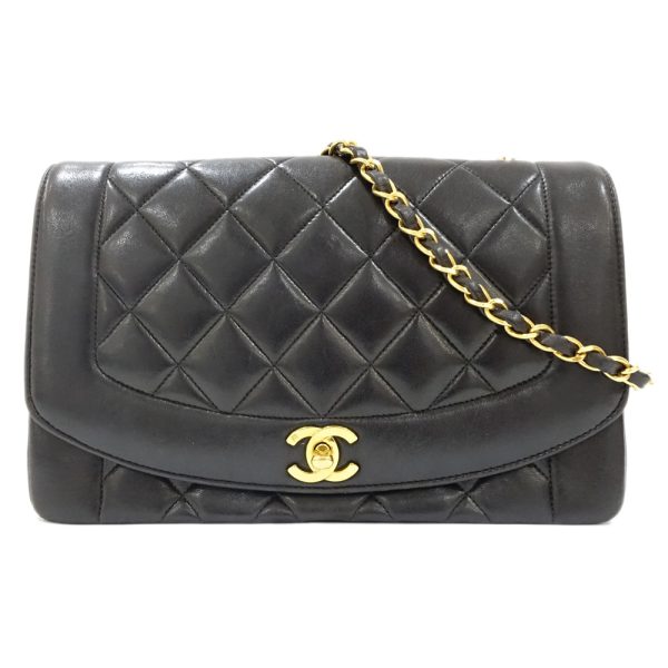 s2406 06 504028ti Chanel Diana Matelasse Chain Shoulder Bag A01165 Black Lambskin Shoulder Bag