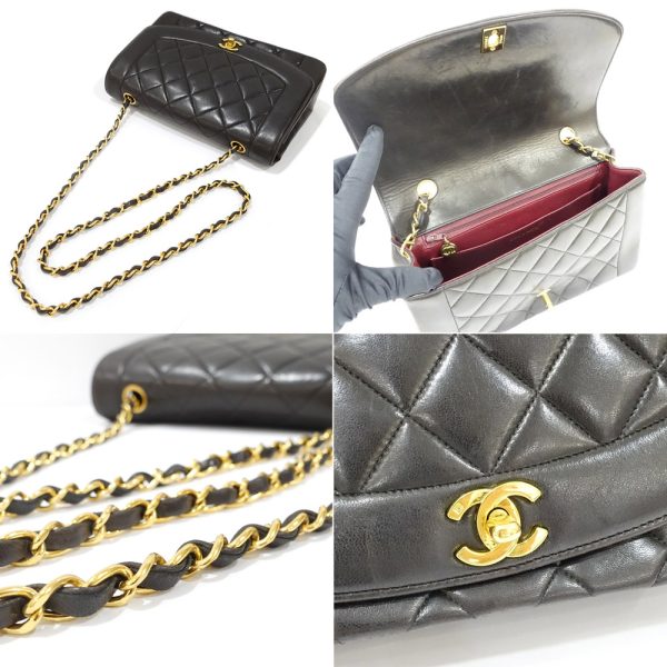 s2406 06 504028ti 04 Chanel Diana Matelasse Chain Shoulder Bag A01165 Black Lambskin Shoulder Bag