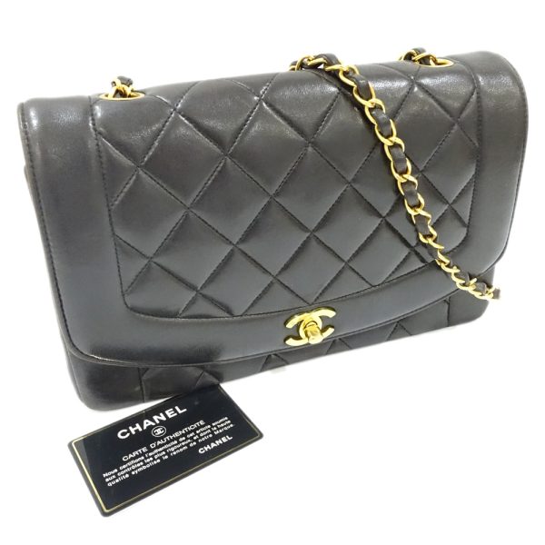 s2406 06 504028ti 07 Chanel Diana Matelasse Chain Shoulder Bag A01165 Black Lambskin Shoulder Bag