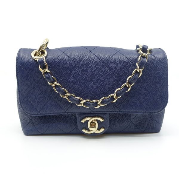 s2406 06 504090sz Chanel Caviar Skin Matelasse Chain Shoulder Bag Blue