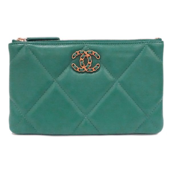 s2406 06 504363ti Chanel 19 Matelasse Small Pouch Lambskin Green Bag