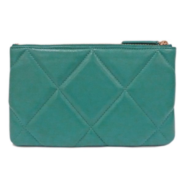 s2406 06 504363ti 05 Chanel 19 Matelasse Small Pouch Lambskin Green Bag