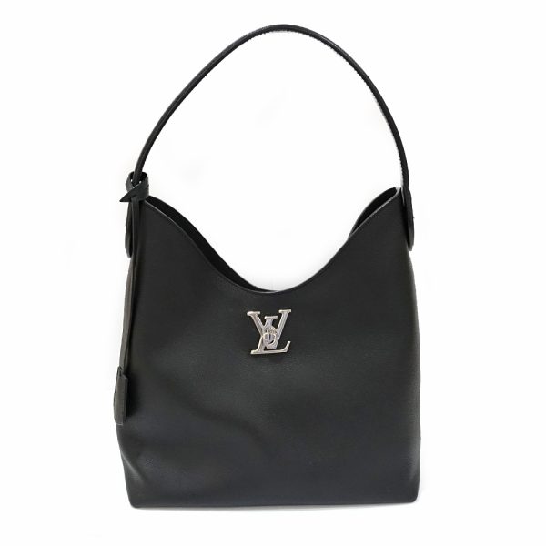 s2406 06 504373ym Louis Vuitton lockMe Hobo Black Shoulder Bag Black Calf