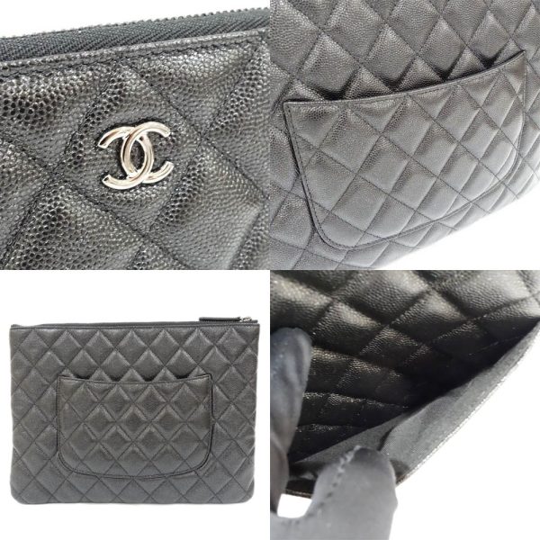 s2407 06 504611ti 05 Chanel Matelasse Cocomark Clutch Calf Caviar Skin Black