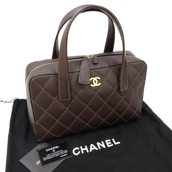 s2407 06 504648ti 09 Chanel Wild Stitch Handbag Brown Coco Mark Mini Bag