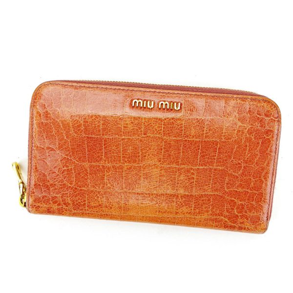 s592 Miu Miu long wallet pink crocodile f t12318