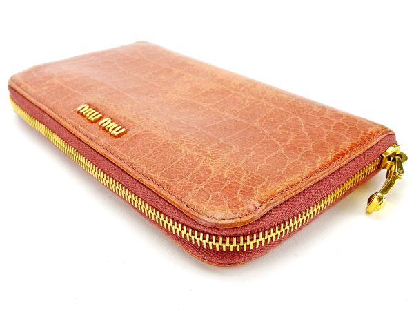 s592 3 Miu Miu long wallet pink crocodile f t12318