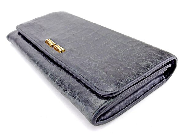 s820 2 Miu Miu Long Wallet Crocodile Black T15068S