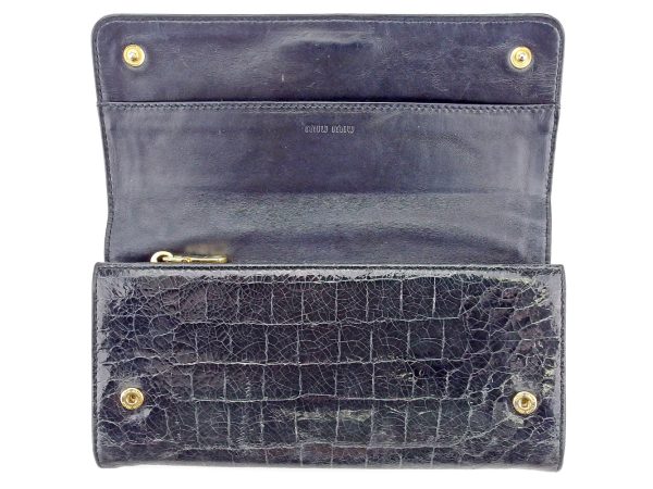 s820 4 Miu Miu Long Wallet Crocodile Black T15068S