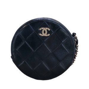 s 7168375 0 Chanel Matelasse Caviar Round Zipper Black