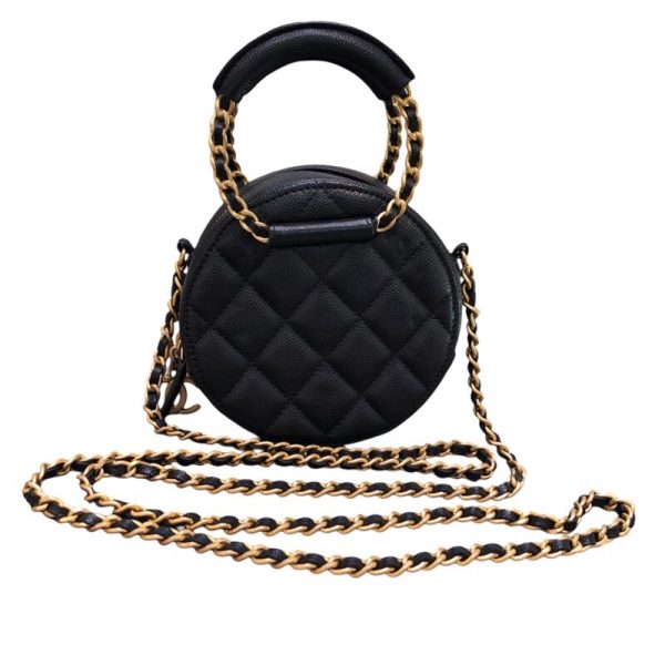 s 8101997 0 CHANEL Matelasse 2WAY Round Shoulder AP1176 Caviar Skin Shoulder Bag