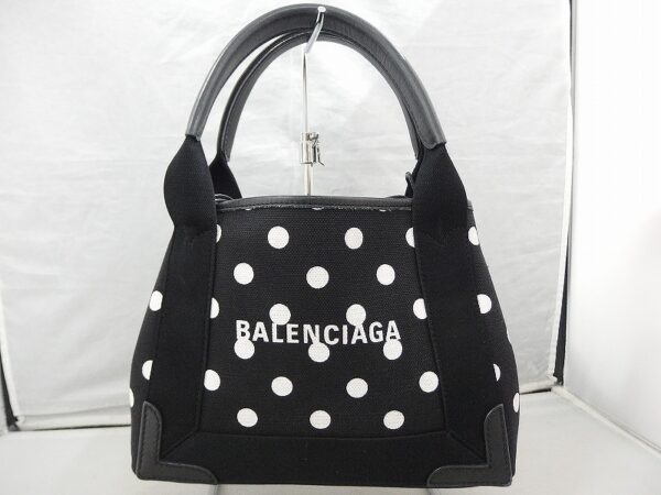 sad205612812 1 Balenciaga Blue Cabas XS Dot Tote Bag Black