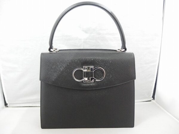 sad205612820 1 Salvatore Ferragamo Gancini 2WAY Shoulder Bag Black