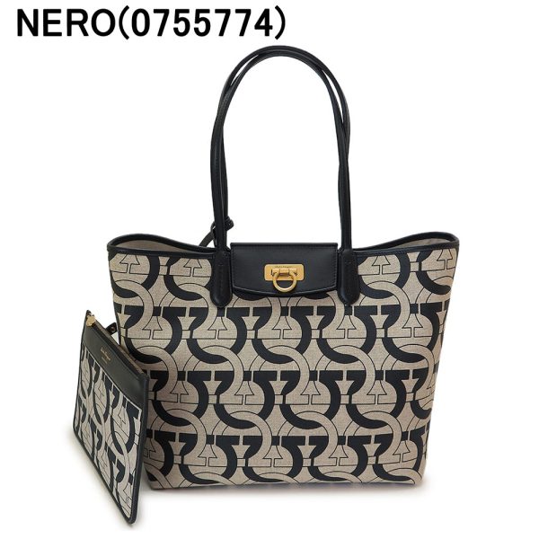 sf21i012 1 Ferragamo Gancini Monogram Tote Bag Bicolor