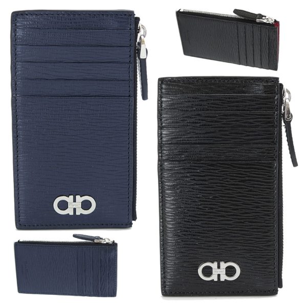 sfcardcase Ferragamo Double Gancini Card Case Black