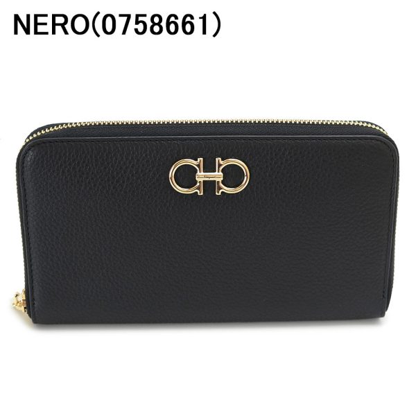 sflongzipwallet 1 Ferragamo Wallet Double Gancini Leather