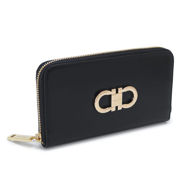 sfzipwallet Ferragamo Gancini Long Wallet Black