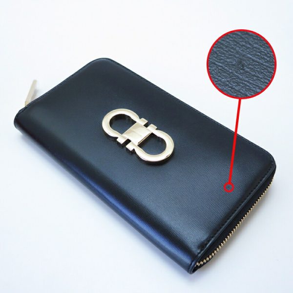 sfzipwallet 5 Ferragamo Gancini Long Wallet Black