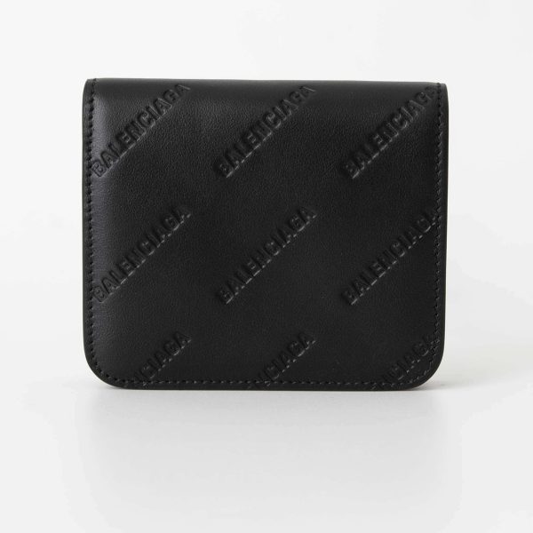 slg0438 01 BALENCIAGA Wallet Black CASH FLAP BLACK Mini Wallet