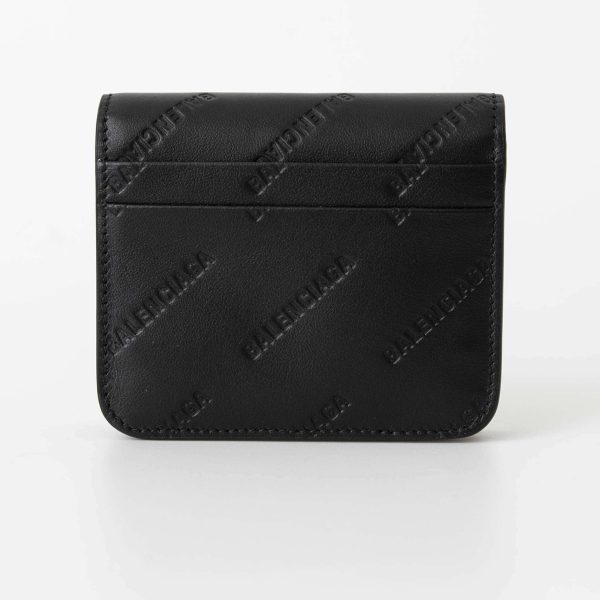 slg0438 02 BALENCIAGA Wallet Black CASH FLAP BLACK Mini Wallet