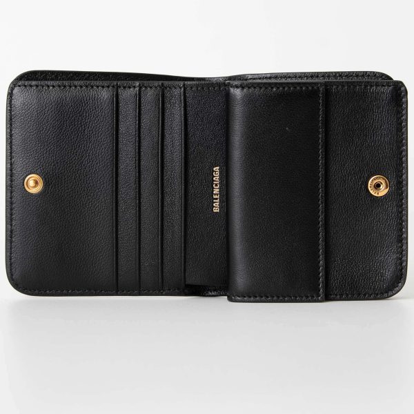 slg0438 04 BALENCIAGA Wallet Black CASH FLAP BLACK Mini Wallet