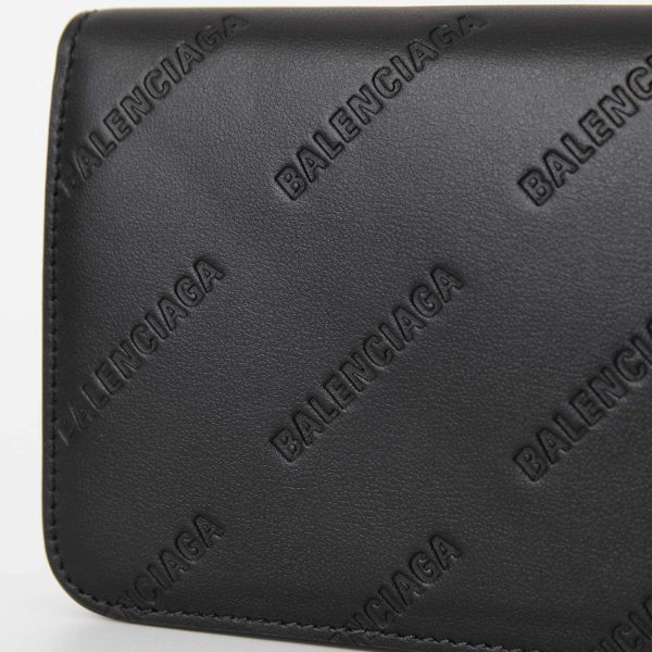 slg0438 07 BALENCIAGA Wallet Black CASH FLAP BLACK Mini Wallet