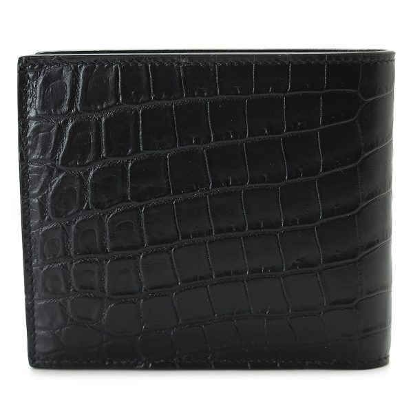 slmenswallet 2 Saint Laurent Bi FWallet Crocodile Black