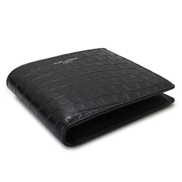 slmenswallet 3 Saint Laurent Bi FWallet Crocodile Black