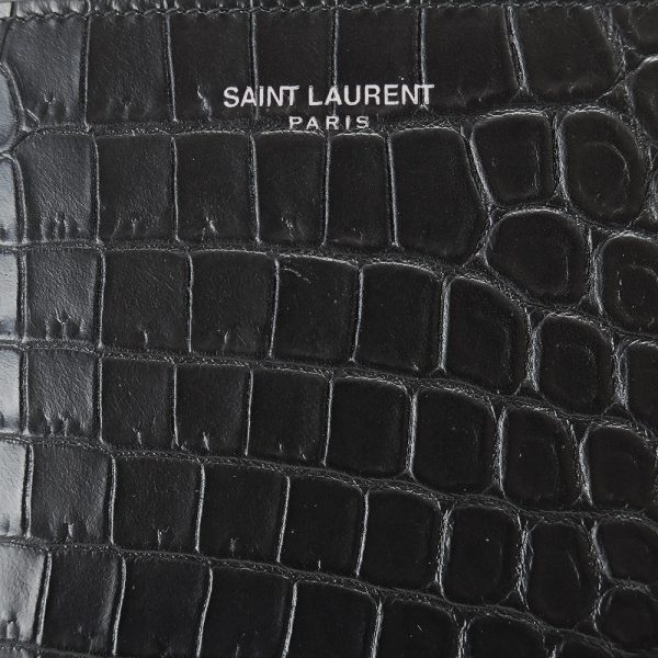 slmenswallet 7 Saint Laurent Bi FWallet Crocodile Black