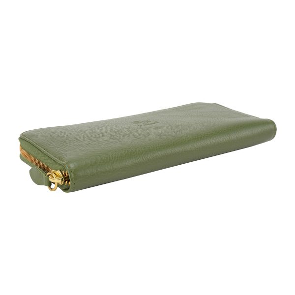 szw046pv0001gr631 3 IL BISONTE Vacchetta long wallet Green