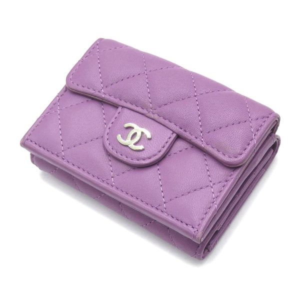 t yjc06284 1 CHANEL Wallet Lambskin Matelasse Small Flap Wallet Purple