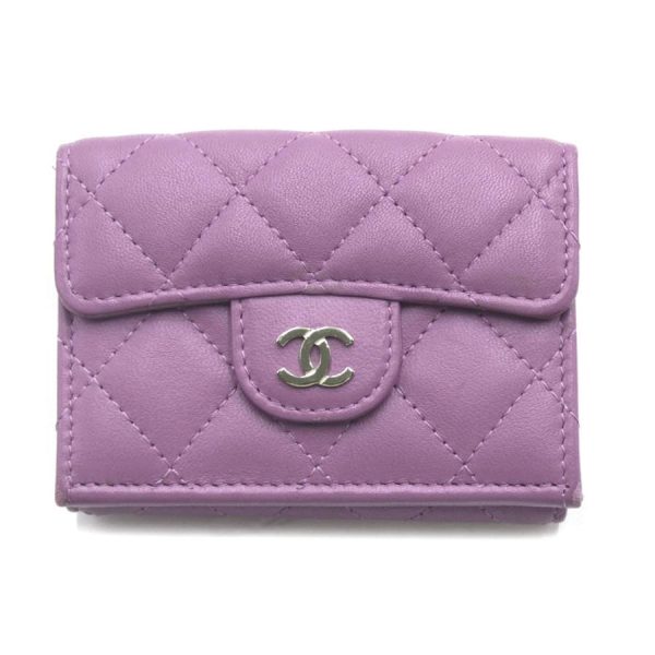 t yjc06284 CHANEL Wallet Lambskin Matelasse Small Flap Wallet Purple