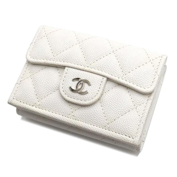 t yjc06289 1 Chanel Wallet Caviar Skin Matelasse Small Flap Wallet White Wallet T YJC06289