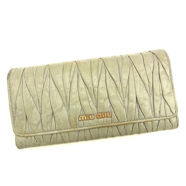 t1086 Miu Miu Long Wallet Matelasse Blue T1086