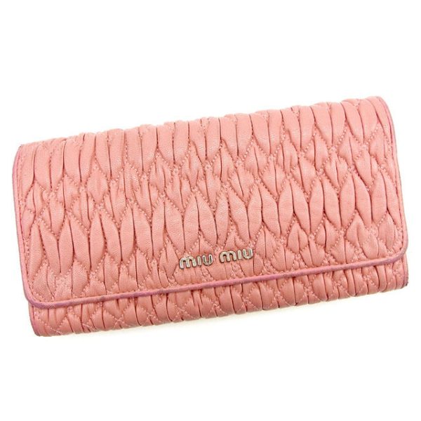 t156 Miu Miu Long Wallet Matelasse Pink T156