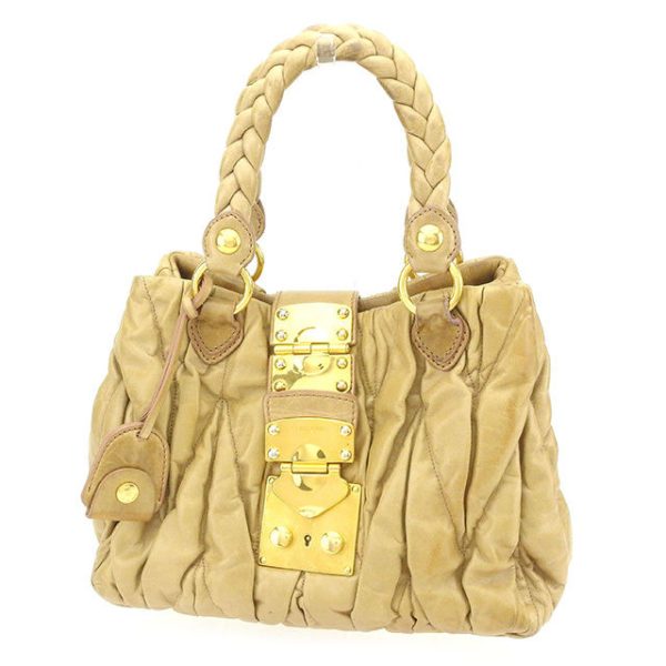 t1599 Miu Miu Tote Bag Handbag Matelasse Beige Bag Bag T1599