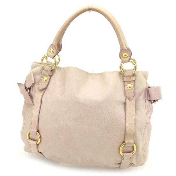 t1605 Miu Miu Handbag Bag Ribbon Motif Pink Bag Bag T1605