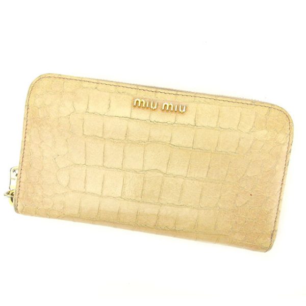 t1731 Miu Miu long wallet crocodile beige T1731