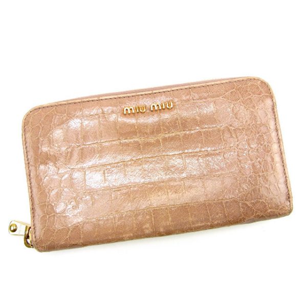 t188 Miu Miu Long Wallet Crocodile Beige T188